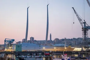 Du thuyền của tỷ phú Andrey Melnichenko tại cảng Trieste, Italy hôm 10-3. Ảnh: AFP