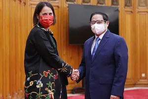 Thủ tướng Phạm Minh Chính tiếp Đại sứ New Zealand tại Việt Nam Tredene Cherie Dobson. Ảnh: TTXVN