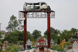 “Biển” cảnh báo tai nạn giao thông trên quốc lộ 1A đoạn qua xã Nghi Liên (TP Vinh, Nghệ An)