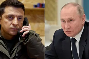 Tổng thống Ukraine Volodymyr Zelensky và Tổng thống Nga Vladimir Putin. Ảnh: sundayvision.co.ug/TTXVN