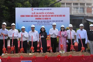 Lãnh đạo khởi công công trình sửa chữa cải tạo vỉa hè khu Cư xá Bắc Hải