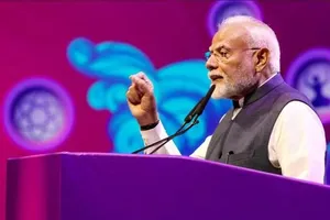 Thủ tướng Ấn Độ Narendra Modi phát biểu tại lễ khai mạc Hội nghị Nghe nhìn và Giải trí thế giới (WAVES) ở Mumbai, Ấn Độ, ngày 1-5-2025. Ảnh: ANI/TTXVN