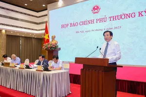 Văn phòng Chính phủ tổ chức buổi họp báo Chính phủ thường kỳ tháng 5. Ảnh: VIẾT CHUNG