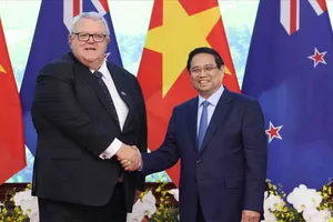 Thủ tướng Phạm Minh Chính tiếp Chủ tịch Quốc hội New Zealand Gerry Brownlee, chiều 28-8. Ảnh: QUANG PHÚC