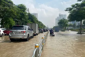 Nước lũ sông Bùi ở xã Xuân Mai (Hà Nội)