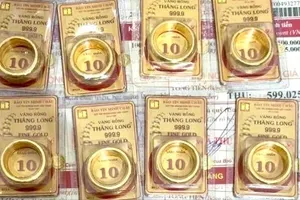 Sáng 4-2, giá vàng nhẫn 9999 tăng mạnh hơn giá vàng miếng SJC