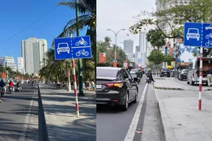 Ô tô được đi chung làn xe máy trên đường Trần Phú - Nha Trang