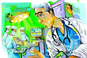 Bên hành lang bệnh viện