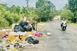 Bãi rác nhếch nhác ven đường