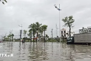 Một số khu vực tại tỉnh Quảng Ninh xảy ra tình trạng ngập lụt cục bộ. Ảnh: TTXVN