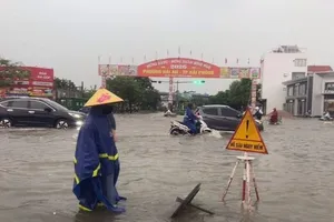 Mưa ngập ở TP Hải Phòng sáng 9-7. Ảnh: Cục Quản lý đê điều và Phòng chống thiên tai