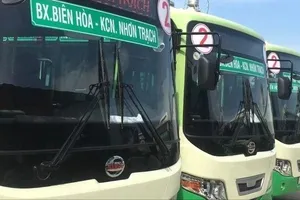 Các xe buýt đang hoạt động vận tải hành khách công cộng bằng xe buýt trên địa bàn TP Đồng Nai