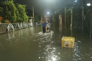TPHCM: Mưa lớn giờ tan tầm kết hợp triều cường gây ngập, kẹt xe
