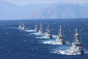 Các tàu chiến trong cuộc tập trận Denizkurdu-I/2026 tại tỉnh Mugla ở Thổ Nhĩ Kỳ - một thành viên của NATO trong ngày 24-9-2026
