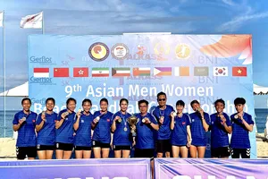 Đội tuyển BNBB nữ Việt Nam giành ngôi vô địch tại giải BNBB nam, nữ châu Á lần thứ 9. Ảnh: VHF