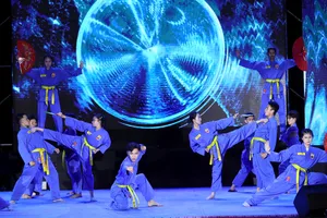 Phần trình diễn ở bộ môn Vovinam. Ảnh: DŨNG PHƯƠNG 