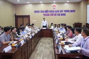 Quang cảnh buổi làm việc giữa Ban Tuyên giáo và Dân vận Thành ủy TPHCM với Sở GD-ĐT TPHCM. Ảnh: THANH TÙNG 