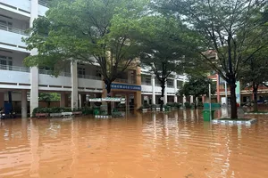 Đồng Nai: Mưa lũ gây ngập sân trường, hơn 2.600 học sinh phải nghỉ học 