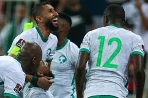 Niềm vui thắng trận của các cầu thủ Saudi Arabia. Ảnh: AFC