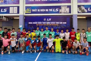 28 thí sinh trúng tuyển vào đội trẻ futsal Thái Sơn Nam. ẢNH: HỮU THÀNH
