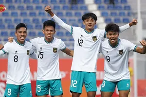 Niềm vui chiến thắng của U20 Indonesia. ẢNH: PSSI 