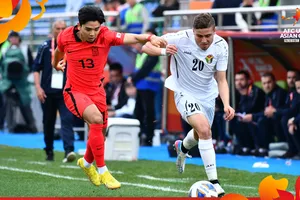 U20 Hàn Quốc (áo đỏ) đã đánh bại U20 Jordan (áo trắng) ở lượt trận thứ 2 bảng C 