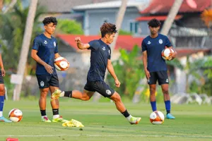 Chủ nhà U23 Campuchia tích cực chuẩn bị cho SEA Games 32. ẢNH: FFC