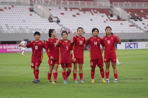 Niềm vui của các cầu thủ nữ U19 Việt Nam. 