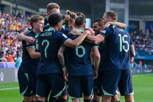 Niềm vui của các cầu thủ Australia sau khi vượt qua vòng bảng Asian Cup 2023. ẢNH: AFC 