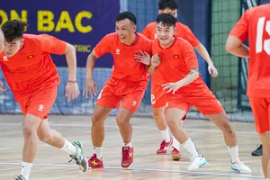 Đội tuyển futsal Việt Nam đang tích cực tập luyện tại Nhà thi đấu Futsal quận 8. ẢNH: ANH TRẦN 