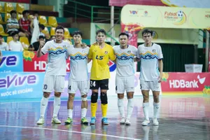 Niềm vui của Thái Sơn Nam TPHCM khi đoạt vé vào thi đấu trận chung kết. ẢNH: DŨNG PHƯƠNG