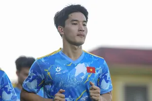 Tiền vệ Nguyễn Ngọc Mỹ hạnh phúc với bàn thắng đầu tiên cho U23 Việt Nam. ẢNH: XUÂN TÙNG 