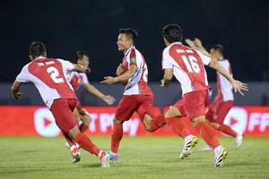 Niềm vui của các cầu thủ CLB TPHCM. ẢNH: CAO TOÀN