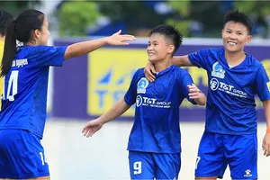 Niềm vui chiến thắng của Thái Nguyên T&T. ẢNH: TÂM HÀ 