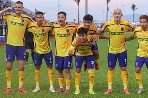 Các cầu thủ Bắc Ninh có chiến thắng đầu tiên tại Giải hạng Nhất quốc gia 2025-2026. ẢNH: BACNINH FC
