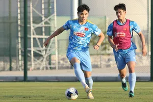 Nguyễn Đình Bắc, Khuất Văn Khang cùng các đồng đội đã sẵn sàng cho cuộc so tài với U23 Saudi Arabia. ẢNH: NHẬT ĐOÀN 