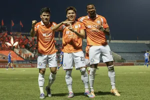 Niềm vui chiến thắng của các cầu thủ Đà Nẵng