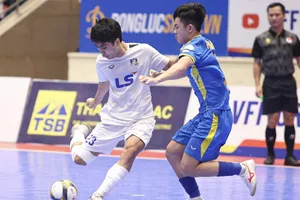 Các cầu thủ Thái Sơn Bắc có chiến thắng nhọc nhằn tại vòng 5 Giải futsal VĐQG 2026. ẢNH: TÂM HÀ 