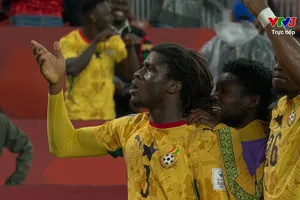 Các cầu thủ Ghana giành chiến thắng đầy cảm xúc ở trận ra quân World Cup 2026. ẢNH: VTV 