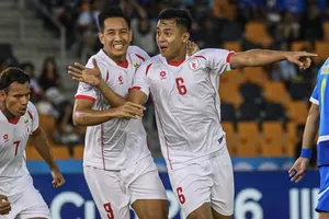 Đội tuyển Myanmanr gây ấn tượng trên sân của Philippines. ẢNH: MFF