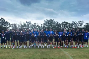 U23 Kuwait tập luyện ở buổi cuối cùng trước trận gặp U23 Việt Nam với 20 cầu thủ. ẢNH: KFA