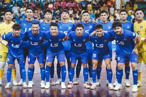 Các cầu thủ Thái Sơn Nam đại diện cho futsal TPHCM tham dự Đại hội Thể thao toàn quốc 2026. ẢNH: ANH TRẦN 