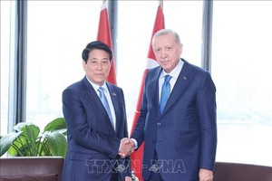 越南国家主席梁强在纽约会见土耳其总统雷杰普·塔伊普·埃尔多安。 