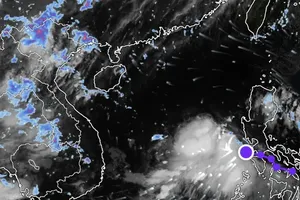 7月1日5时低压区位置。图片来源：Z.E平台卫星云图监测画面截图。