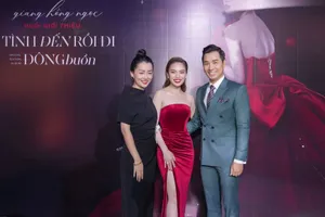 MC Nguyên Khang và Quỳnh Chi chúc mừng Giang Hồng Ngọc ra sản phẩm mới