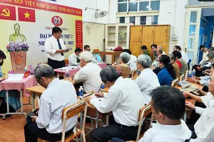 Chi bộ khu phố 7, phường Bến Nghé, quận 1 (TPHCM) tổ chức đại hội lần thứ I, nhiệm kỳ 2025-2027. Ảnh: THU HƯỜNG