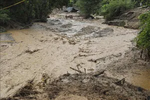 Lũ quét ở bản Háng Pu Xi, xã Xa Dung, tỉnh Điện Biên. Ảnh: TTXVN