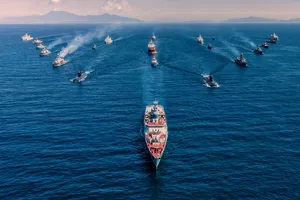 Mãn nhãn biên đội tàu vũ trang diễu binh trên biển