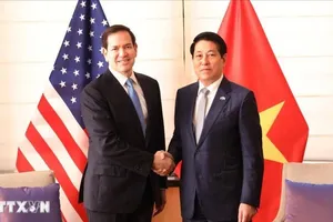 Chủ tịch nước Lương Cường tiếp Bộ trưởng Ngoại giao Hoa Kỳ Marco Rubio. Ảnh: TTXVN