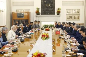 Tổng Bí thư, Chủ tịch nước Tô Lâm hội đàm với Thủ tướng Ấn Độ Narendra Modi. Ảnh: TTXVN